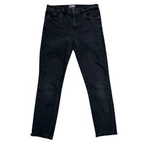 Agolde Washed Black Distressed Fray Ankle Hem Denim Jeans 30 Crop Cropped Skinny